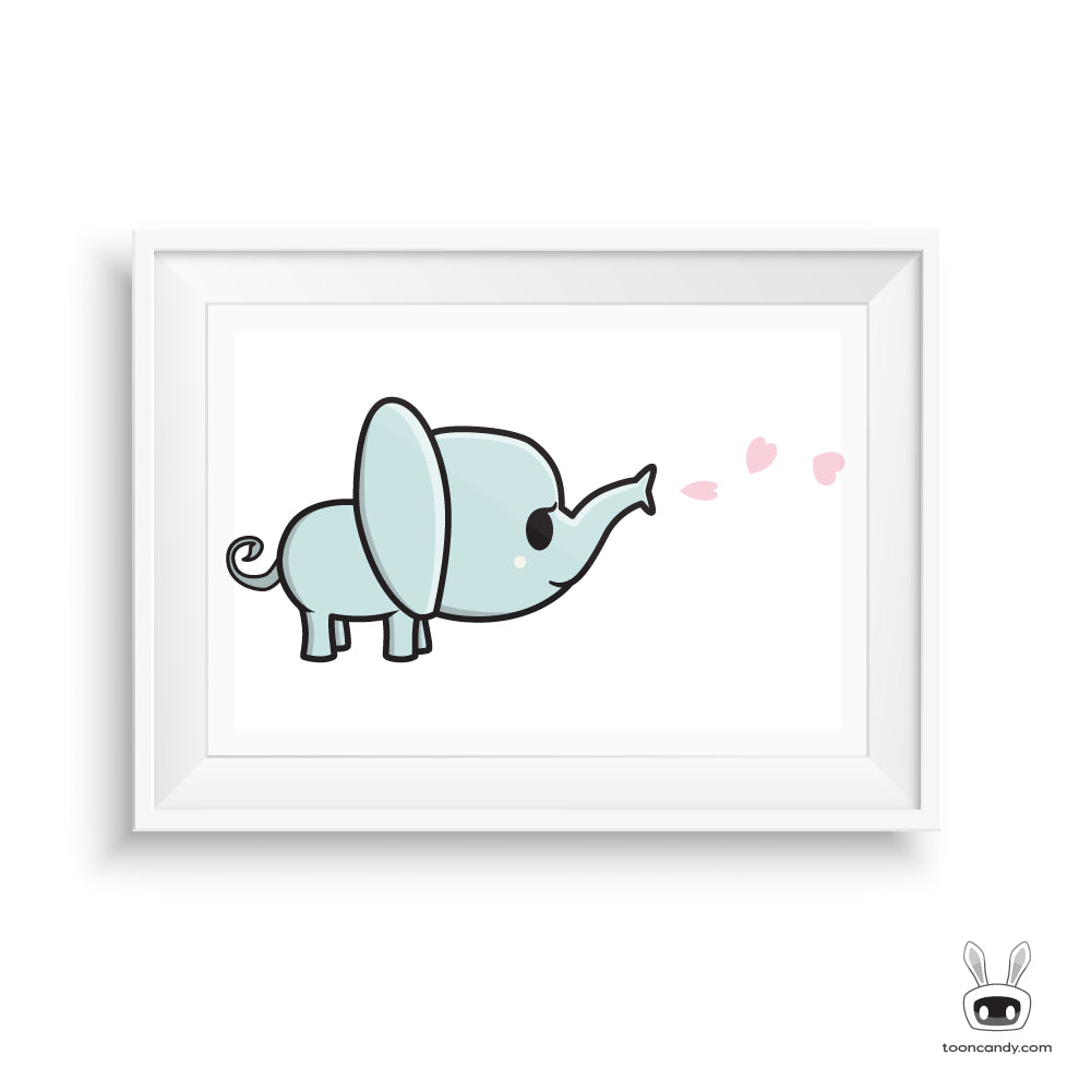 Elephant Nursery Art Print: Hearts