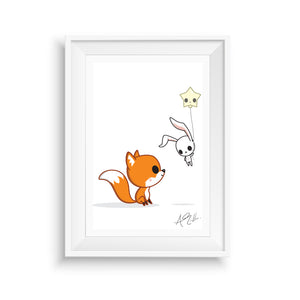 Fox and Bunny Nursery Art Print