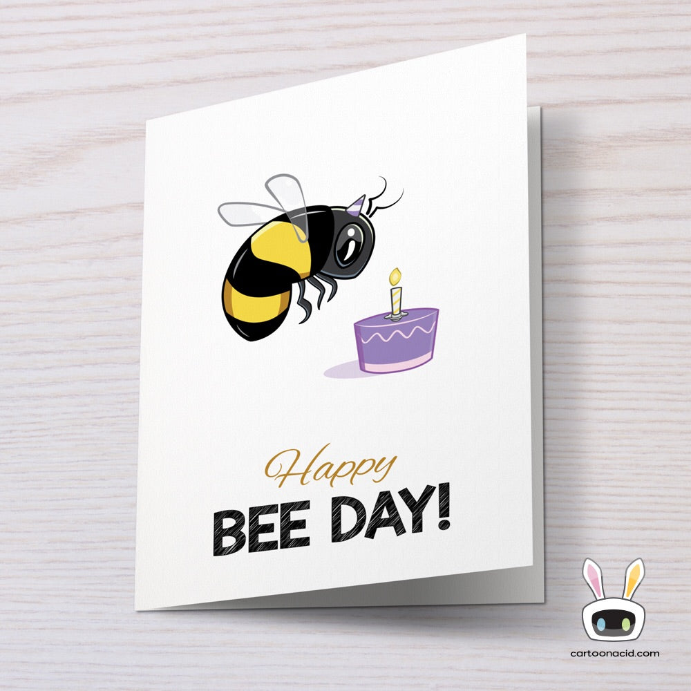 Happy bee day birthday card